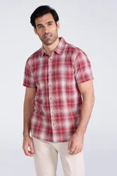 Weekender' Mens Short Sleeve Shirt 100% Cotton Lightweight Breathable Top Red - Size 3xl