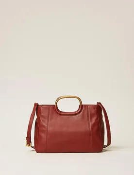 Cabas en cuir avec anses en métal - TWINSET - FashionsVida