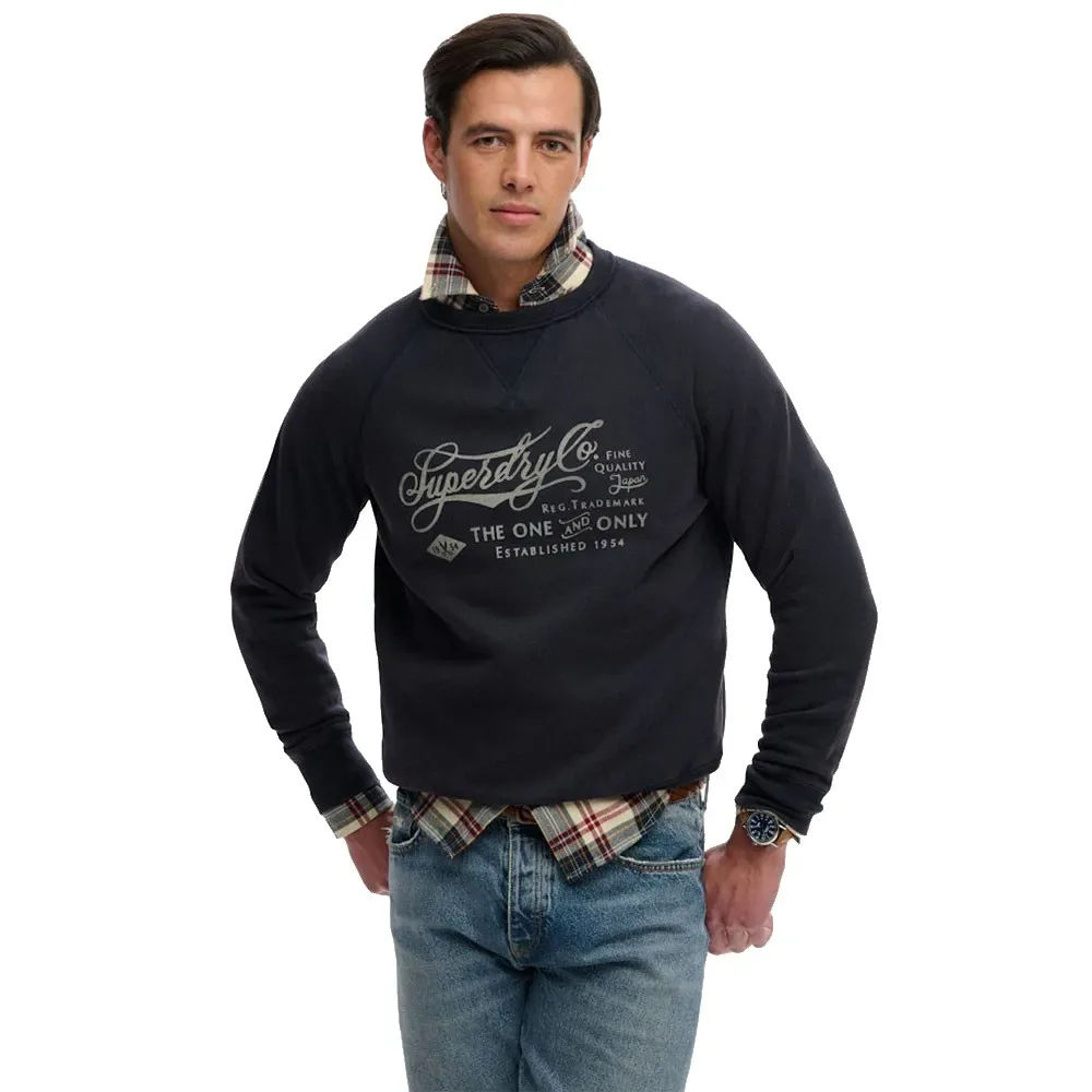 Felpa Merchant Vintage Print Eclipse Navy S - Superdry - FashionsVida