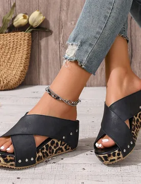 Sandalias de cuña y plataforma para mujer verano 2025 con tira cruzada, punta abierta, sin talón, estilo casual y de moda - Shein - FashionsVida