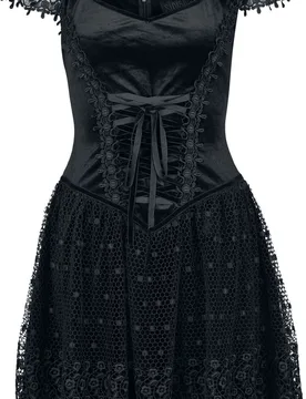 Gothic Kurzes Kleid - Gothic Short Dress - S bis XXL - für Damen - Größe L - schwarz - Frauen - female - Sinister Gothic - FashionsVida