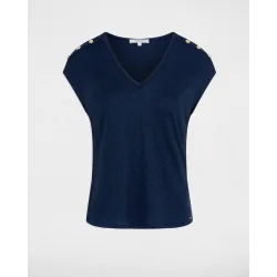 Camiseta de mujer cuello v con botones