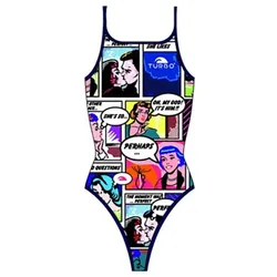 Comic Thin Strap Swimsuit Multicolor 3-4 Years Girls
