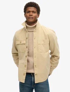 Superdry Herren Beige Surplus Canvas-Hemdjacke, Größe: L - 99.99 - FashionsVida