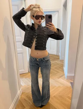 Jean Baggy Flare 42 Bleu Lavé - Bershka - FashionsVida
