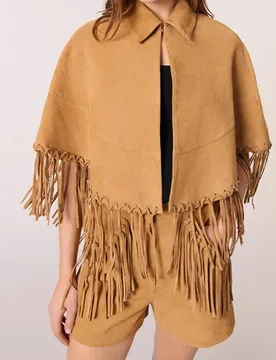 Autumn/Winter Women's Fashion New Style Design Sense Flip Collar Tassel Hem Cape Long Sleeved Jacket - Aliexpress - FashionsVida