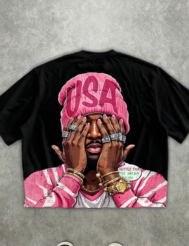 Camiseta de manga corta de corte holgado con estampado total casual para hombre - Shein - FashionsVida