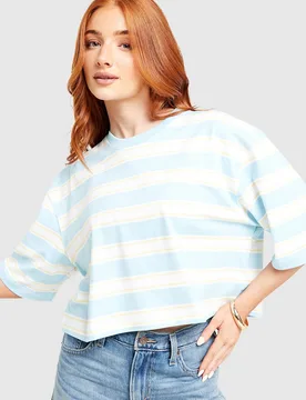 Stripe Crop T-Shirt - Damen, Blau - female - Size: XL - adidas Originals - FashionsVida