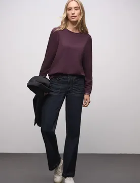 Softes Shirt mit Rippdetails female Rot - Street One - FashionsVida