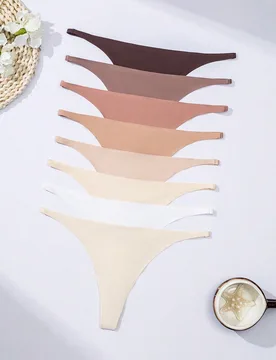 Juego de 8 piezas de bragas tipo tanga cómodas y finas para mujer, conjunto de bragas bikini sin costuras de cintura baja, para uso diario - Shein - FashionsVida