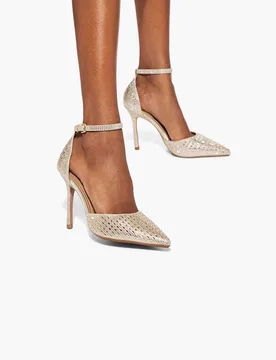 Sparkle Ankle Strap Stiletto Heel Court Shoes Gold Mix female - Kurt geiger - FashionsVida