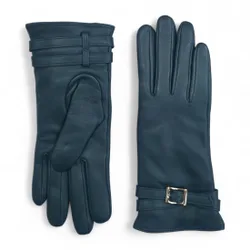 Womens Teal Green Italian Soft Wool Lining Winter Buckle Driving Gloves - Size 2xl