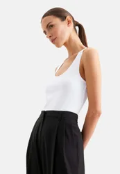 Jersey Top aus Baumwolle mit Stretchanteil Weiß L
