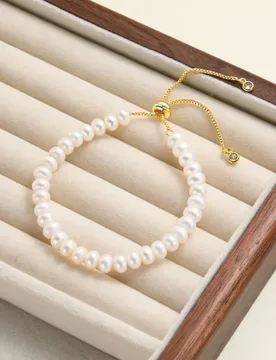 Natural Freshwater Pearls Bread Round Beads Bracelet Copper Material Chain Fashion Accessories Gift for Women - Aliexpress - FashionsVida