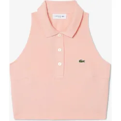 Polo de mujer sin mangas de piqué en blanco