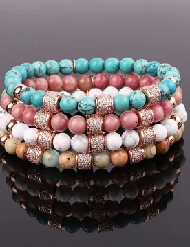 New Fashion Natural Stone CZ Pave Ball Charm Elastic Beads Bracelet For Women Jewelry Gift - Aliexpress - FashionsVida