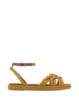 Stylish Raffia Sandals with Adjustable Ankle Strap