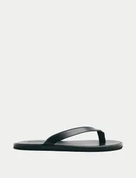 Leather Flip Flops Black male