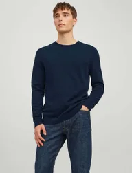 Pure Cotton Crew Neck Jumper Navy male