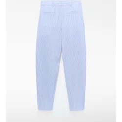 Pantalones anchos de mujer barrel fit en tejido seersucker