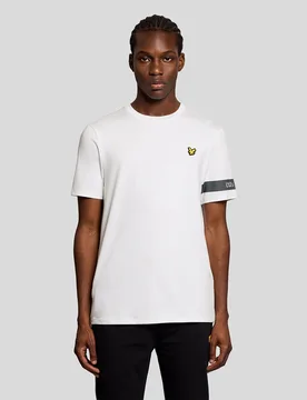 Mens Sports Sleeve Detail T-Shirt - White - Size Medium - Lyle & Scott - FashionsVida