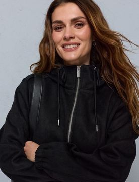 Giacca bomber in finto camoscio - nero