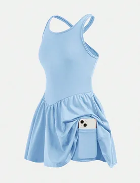 Vestido casual deportivo de color liso con espalda de tirantes para niñas preadolescentes para uso diario - Shein - FashionsVida