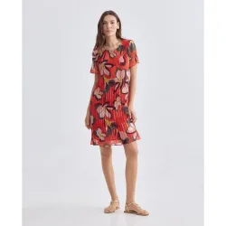 Vestido estampado manga corta
