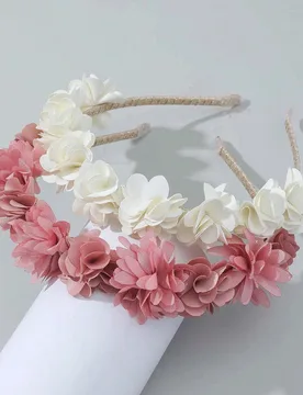 Piezas/3 piezas/4 piezas Diadema de hierro con estampado floral bohemio, tocado de flores de tela hecho a mano para todas las estaciones para mujeres - Shein - FashionsVida