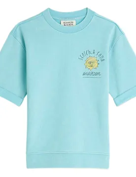 Felpa A Maniche Corte 183027 Milky Blue 16 Anni - Scotch & Soda - FashionsVida