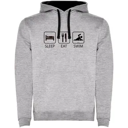 Sleep Eat And Swim Two-colour Hoodie Heather Grey / Black 2XL Men