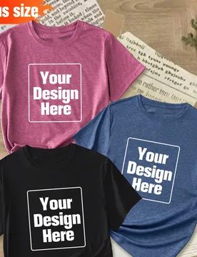 Camiseta personalizada DIY para mujer de talla grande, fotos de alta resolución:Amante/Amigo/Mascota,Eslóganes,Nombre,Letras divertidas,San Valentí - Shein - FashionsVida