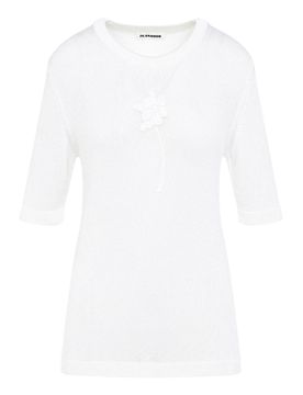 T-shirt all'uncinetto di fiori