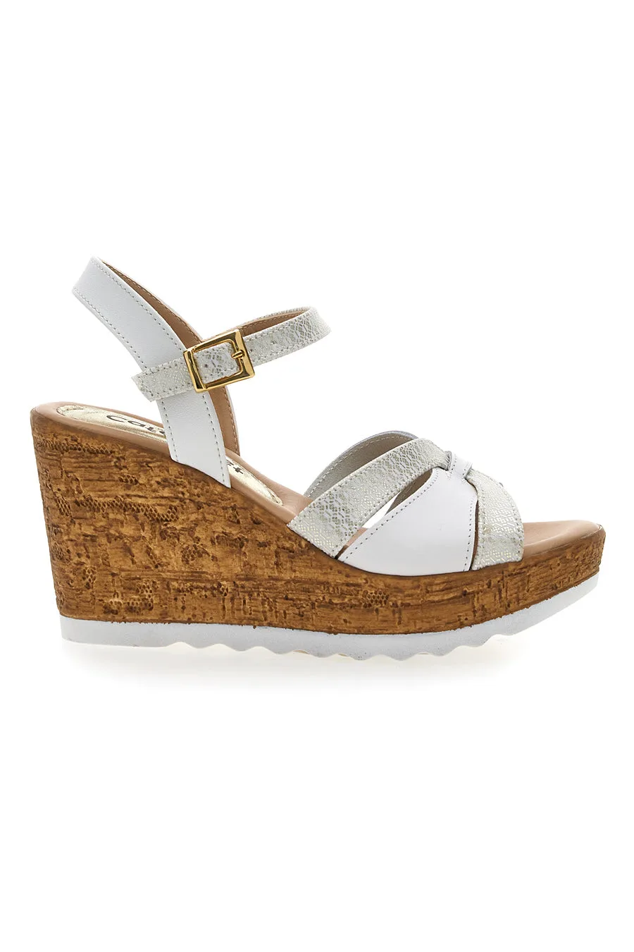 Sandali Bianchi e Oro con Zeppa Alta MK24731 39 - PITTARELLO LOOK - FashionsVida