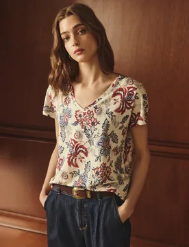 Camiseta de lino de manga corta de mujer - Lloyd's - FashionsVida