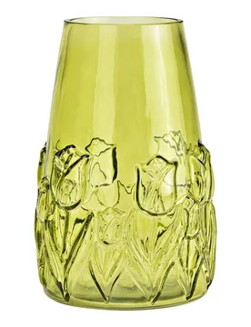Vase mit Blumendekor grün 22 cm Höhe - Wurm - FashionsVida