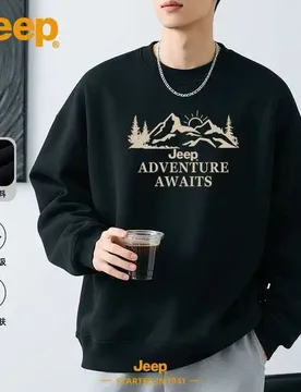 JEEP 2026 New Men's Printed Crew Neck Sweatshirt, Loose Casual No Hood Hoodie, Spring Autumn White Versatile Daily Streetwear - Aliexpress - FashionsVida