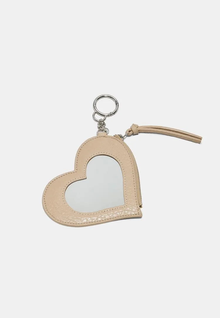 Herz-Schlüsselanhänger mit Spiegel-Charm Ecru OS - Stradivarius - FashionsVida