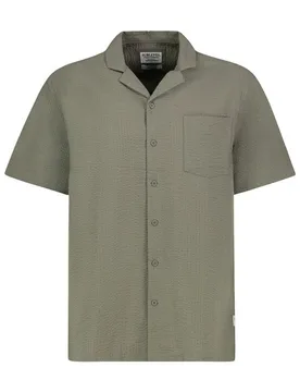 Kurzarmhemd - SEERSUCKER RESORT SHIRT - S bis L - für Männer - Größe S - oliv - Männer - male - Sublevel - FashionsVida