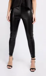 Black PU Trousers - Black - Size: 12
