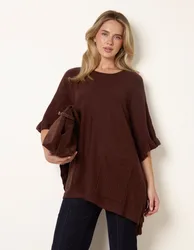 Frill Detail Pocket Cape - ONE / DARK CHOCOLATE - female