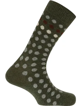 Calcetines de hombre de cashmere-lana con lunares en color verde - Punto Blanco - FashionsVida