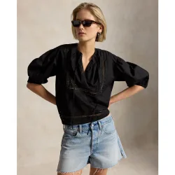 Blusa de algodón con mangas abullonadas