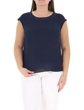 Blusa maniche corte BLU NAVY 49 - LUISA VIOLA - FashionsVida