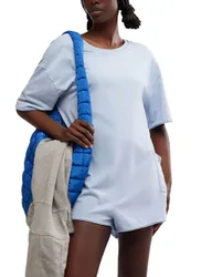 Hot Shot Cotton Rich Oversized Playsuit Grey female