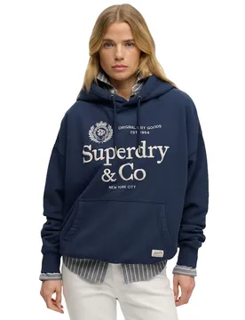 Felpa Con Cappuccio Luxe Casual Embroidered Relaxed Fit Richest Navy L
