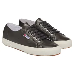 Womens/ladies 2750 Metallic Leather Trainers (Metallic Silver/off White) - Black - Size Uk 3.5