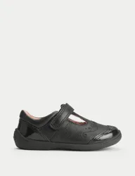 Kids' Leather Riptape School Shoes (6 Small-10½ Small) Black Female