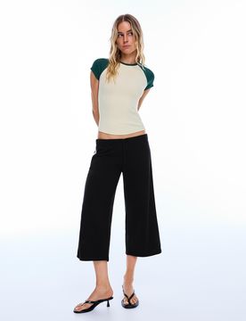 Pantalon Capri En Molleton À Bandes Latérales Xxs Noir
