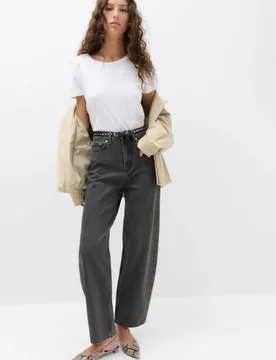 High Waisted Balloon Leg Jeans Black Mix female - M&S - FashionsVida